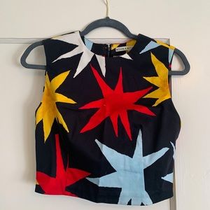 Alice + Olivia Sasha star print multicolor croptop